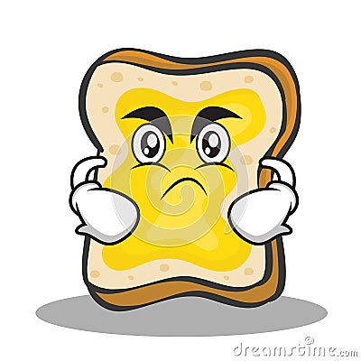 Angry face bread character cartoon Vector Illustration
