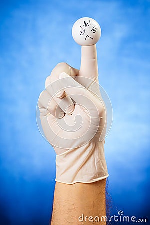 Angry face finger puppet Stock Photo