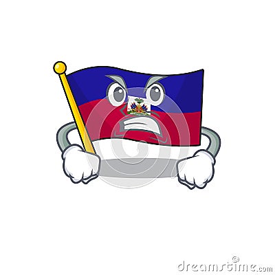 Angry face flag haiti Scroll cartoon character design Vector Illustration