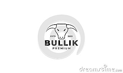 Angry face head bull line longhorn logo design icon Vector Illustration