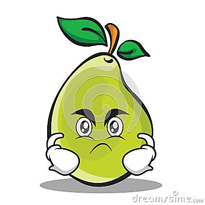 Angry face pear character cartoon Vector Illustration