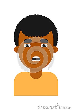 Angry facial expression of black boy avatar Cartoon Illustration