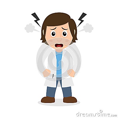 Angry Female Doctor Cartoon Character Vector Illustration