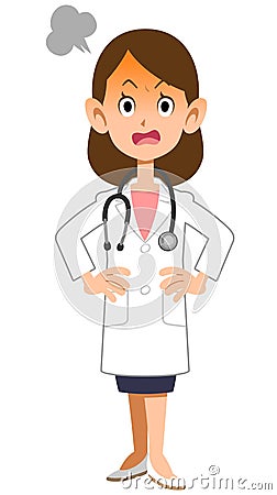 Angry female doctor full body Vector Illustration
