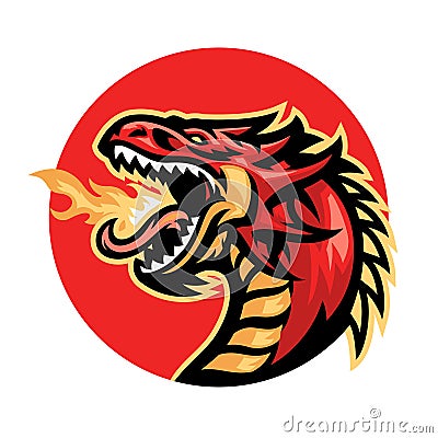 Angry fire breathing of dragon mascot Vector Illustration