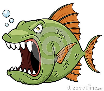 Angry fish cartoon Vector Illustration