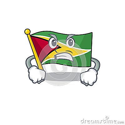 Angry flag guyana as with cartoon design Vector Illustration