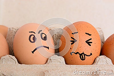 Angry and frightened face eggs Stock Photo