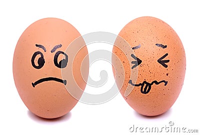 Angry and frightened face eggs Stock Photo