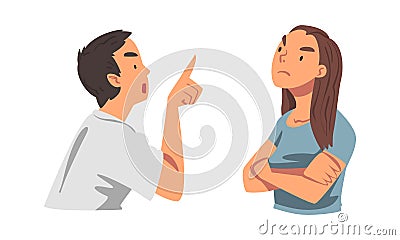 Angry Frowning Man and Woman Character Expressing Distaste and Antipathy for Someone Vector Set Vector Illustration