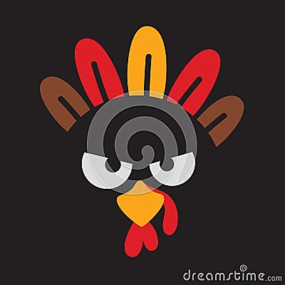 Angry Funny Turkey Face Vector Illustration Vector Illustration