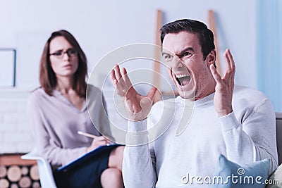 Angry furious man crying Stock Photo
