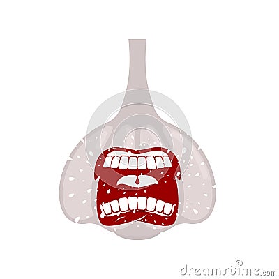 Angry garlic screams isolated. Spicy garlic. vector illustration Vector Illustration