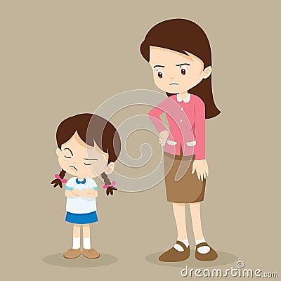 Angry girl and teacher Vector Illustration