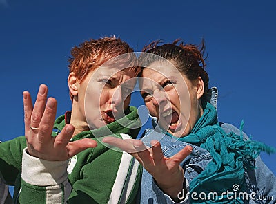 Angry girls having quarrel Stock Photo