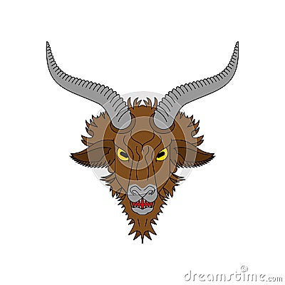 Angry goat. Evil goat. wicked animal. vector illustration Vector Illustration