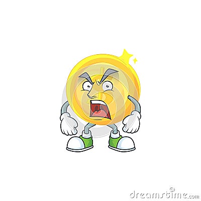 Angry gold coin cartoon character for payment Vector Illustration