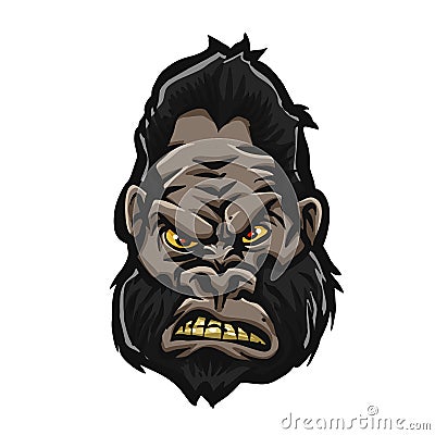 Angry gorilla face head cartoon Vector Illustration