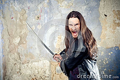 Angry goth Stock Photo