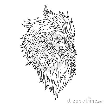 Angry Greek God Zeus or Roman God Jupiter Mono Line Drawing Vector Illustration