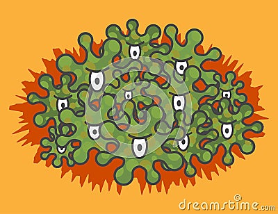 Angry green microbes Vector Illustration