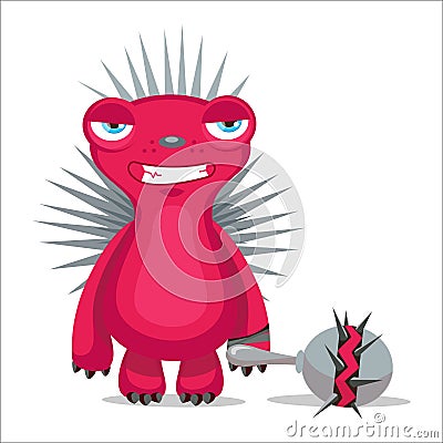 Angry Hedgehog Vector. Cartoon Mascot Character. Vector Illustration. Vector Illustration