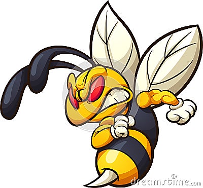 Angry hornet, wasp, or bee mascot Vector Illustration