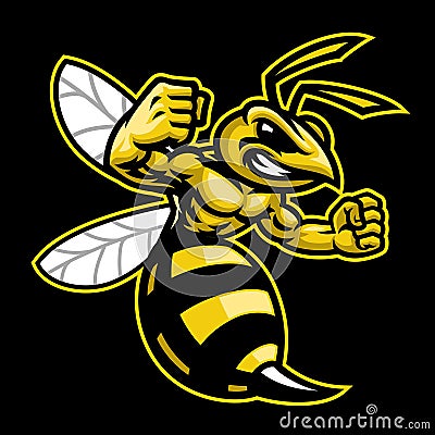 Angry hornet wasp mascot Vector Illustration