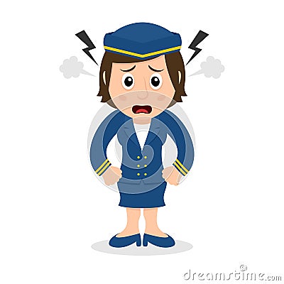 Angry Hostess Cartoon Character Vector Illustration