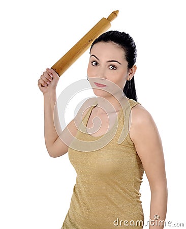 Angry housewife Stock Photo