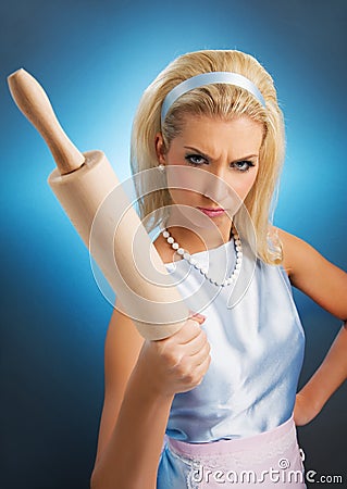 Angry housewife Stock Photo