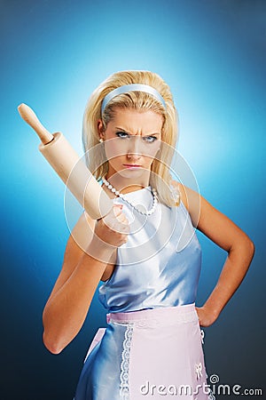 Angry housewife Stock Photo