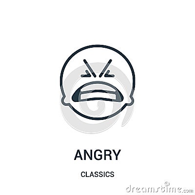 angry icon vector from classics collection. Thin line angry outline icon vector illustration. Linear symbol Vector Illustration