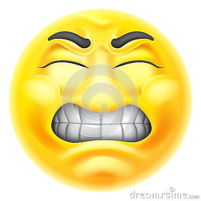 Angry Jealous Mad Hate Emoticon Cartoon Face Vector Illustration