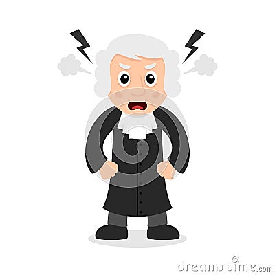 Angry Judge Cartoon Character Vector Illustration