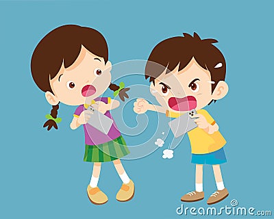 angry kid addicted Smart phone Vector Illustration