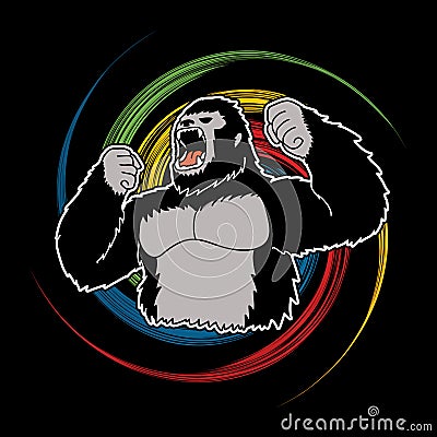 Angry King Kong, Big Gorilla Vector Illustration