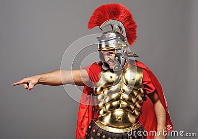 Angry legionary soldier Stock Photo