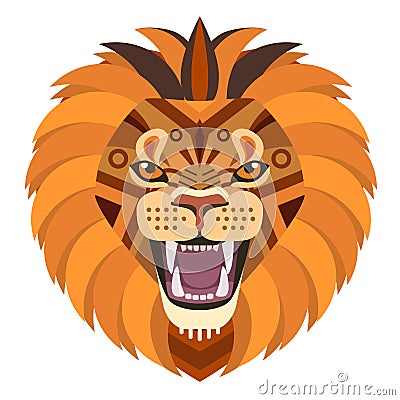 Angry lion head Logo. Vector decorative Emblem. Vector Illustration