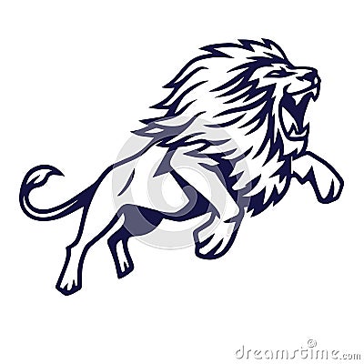 Angry Lion Jump Vector Logo Mascot Design Vector Illustration