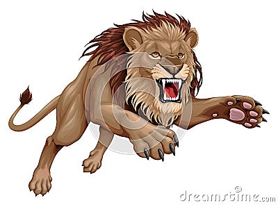 Angry lion is jumping Vector Illustration