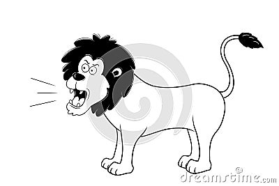 Angry lion with open mouth Cartoon Illustration