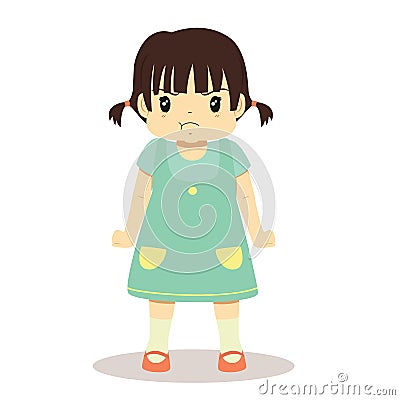 Angry Little Girl Vector Illustration Vector Illustration