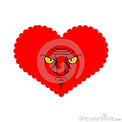 Angry love. Evil heart. Dissatisfied amur. Vector illustration Vector Illustration