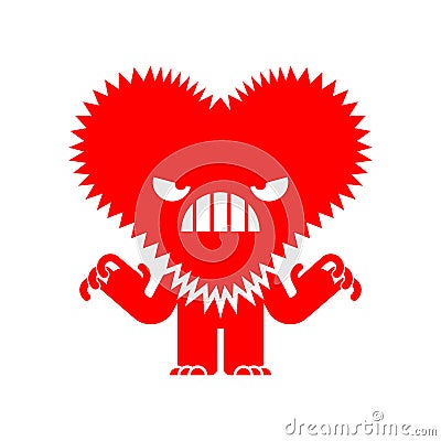 Angry love isolated. furious heart. vector illustration Vector Illustration