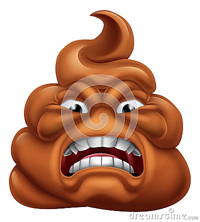 Angry Mad Dislike Hating Poop Poo Emoticon Emoji Vector Illustration
