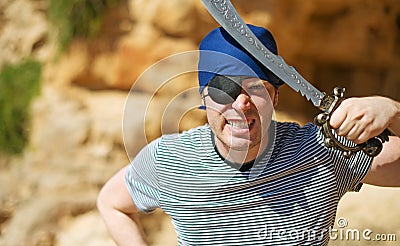 Angry male pirate. Stock Photo