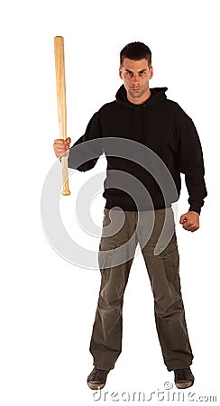 Angry man with baseball bat Stock Photo