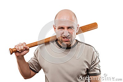 Angry man hand holding baseball sport bat Stock Photo