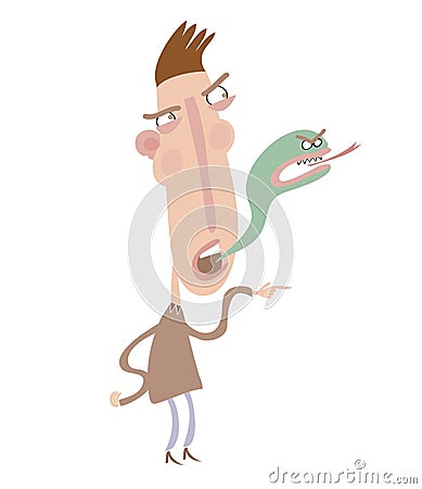 Angry man hurt someones feelings or lies Vector Illustration